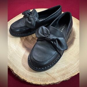 Copper Key Girls Black Bow Loafers Size1 Little Girl